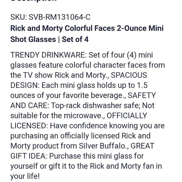 Silver Buffalo Rick & Morty Colorful Faces 2-Ounce Mini Shot Glasses- Set of 4 - Picture 6 of 6